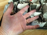 newspaper pots and inky hands